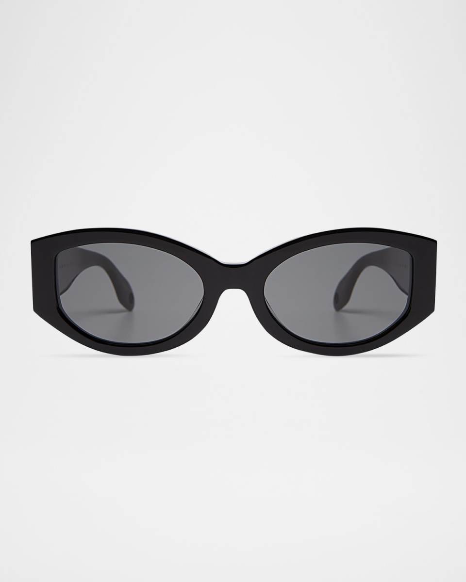 Jeannie Glossy Acetate Oval Sunglasses